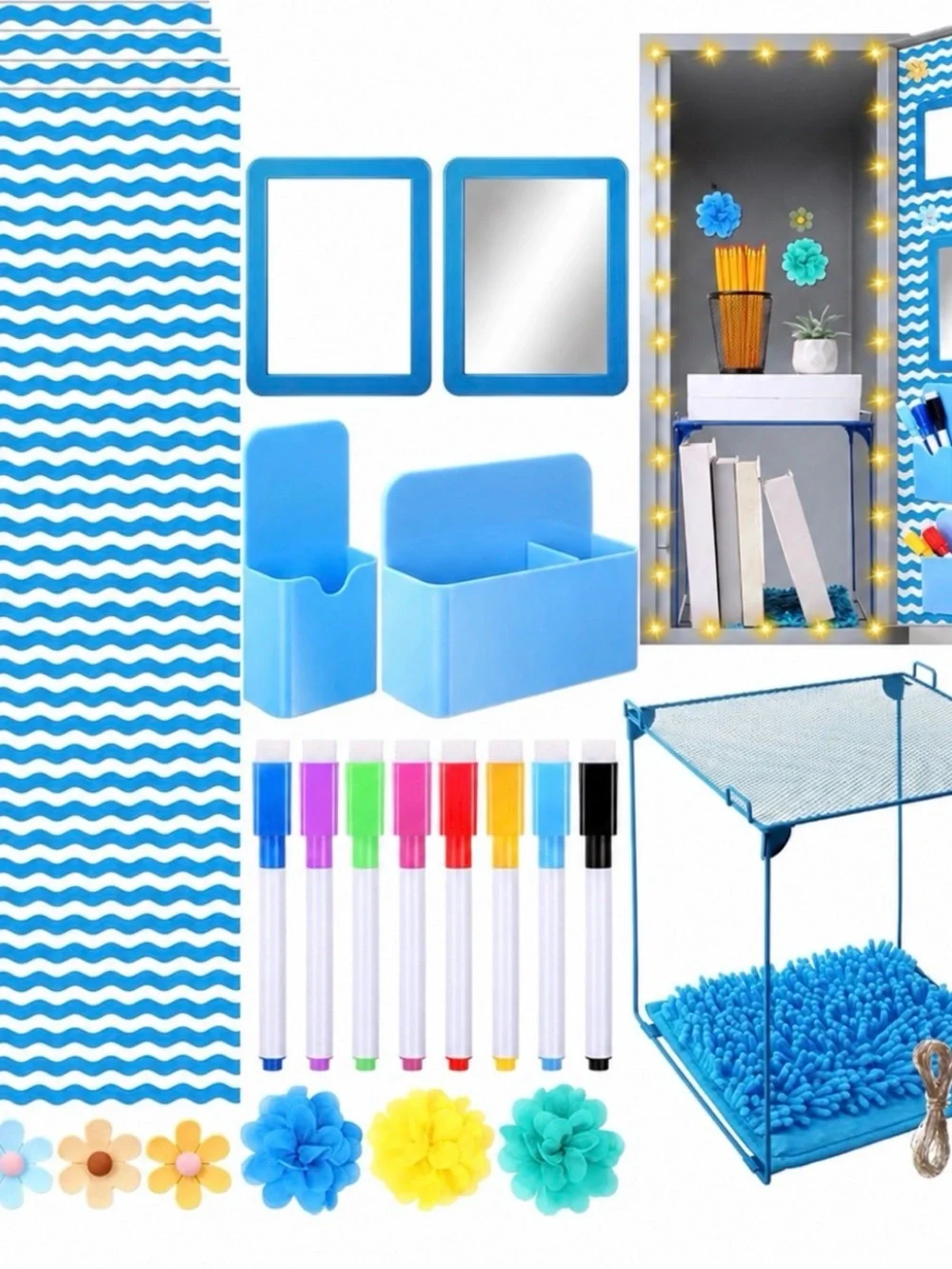 30-Piece Magnetic Locker Accessories Kit – Blue & – Brand New